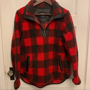 EUC A&F Buffalo Plaid Sherpa Fleece Pullover
